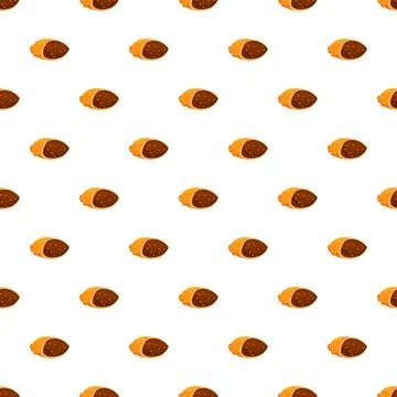 Cartoon sausage slices repeating pattern on white background 스톡 일러스트