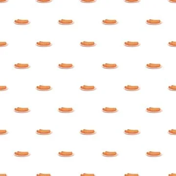 Cartoon sausages repeating pattern on white background Stock Illustration