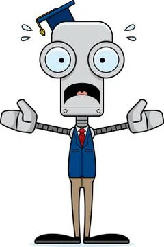 Cartoon Scared Teacher Robot Stock Illustration