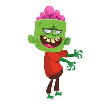 Cartoon scary zombie. Halloween vector illustration Stock Illustration