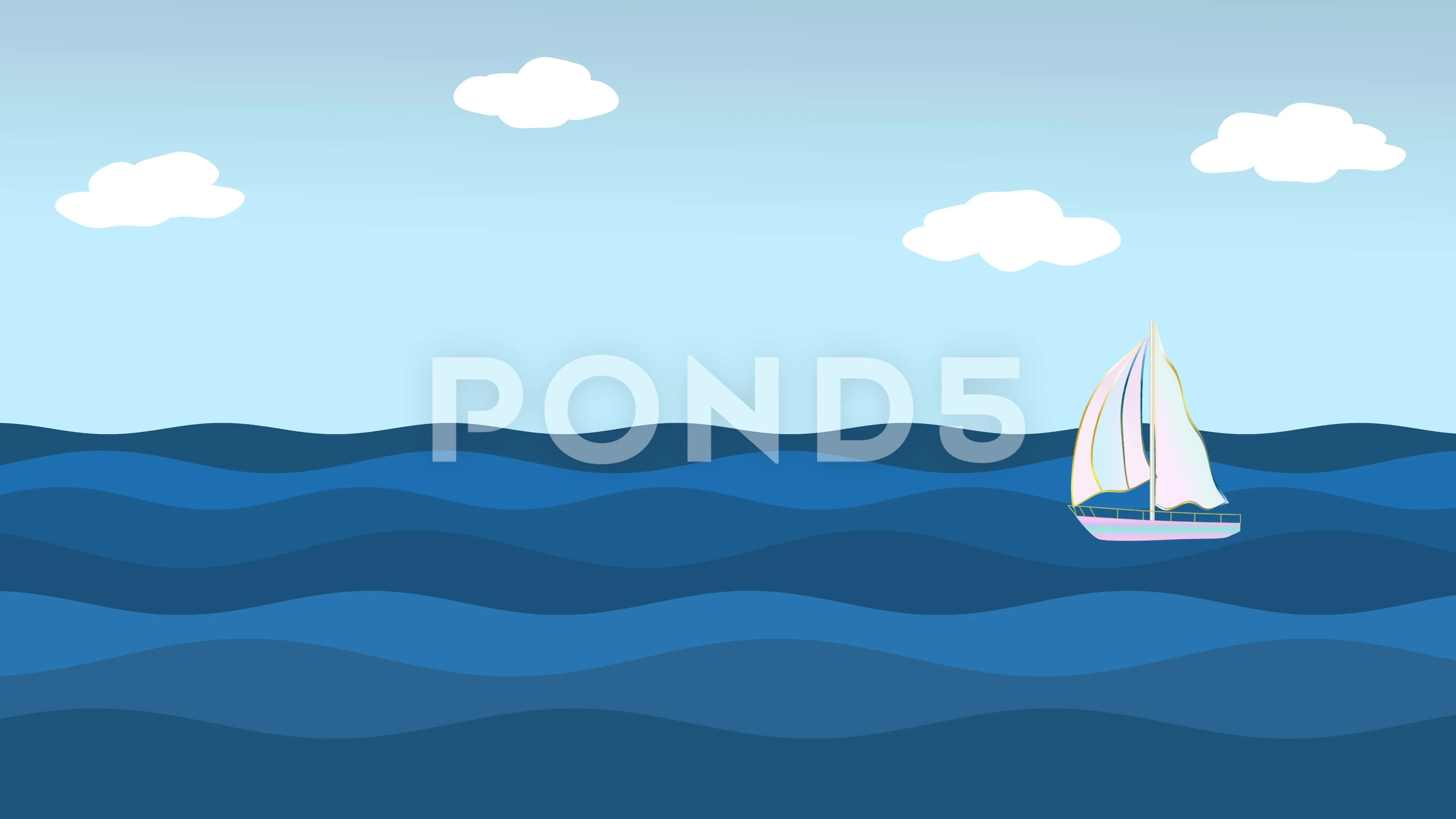 cartoon scene - ocean water waves with s... | Stock Video | Pond5