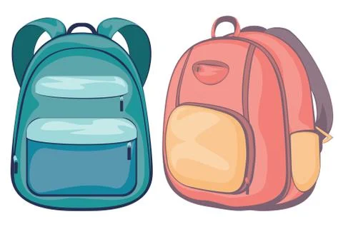 Cartoon school backpack Иллюстрация