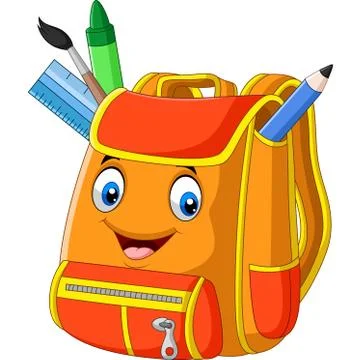 Cartoon school backpack on white background Stock Illustration