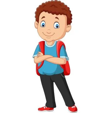Cartoon school boy with a backpack Stock Illustration