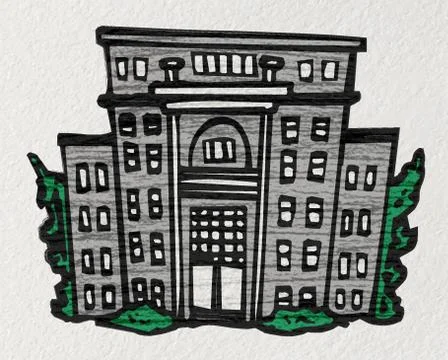 Cartoon school building. Stock Illustration