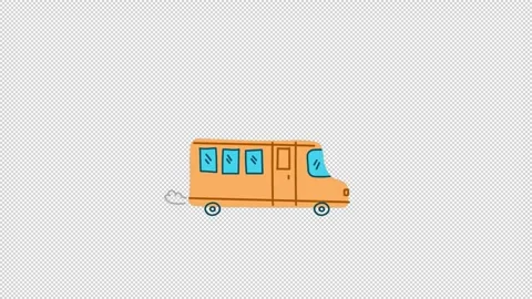 Cartoon School Bus Animation On Alpha Channel Stock Footage 281451844
