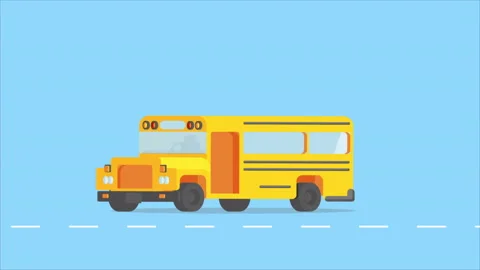 Cartoon School Bus Stock Footage 219556406