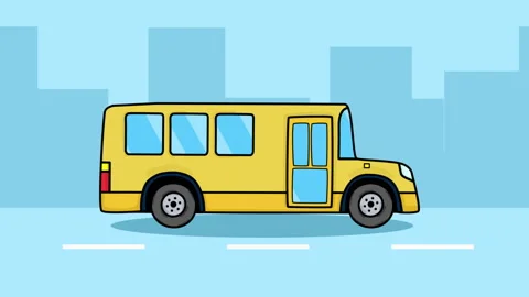 Cartoon School Bus Stock Footage 295861763