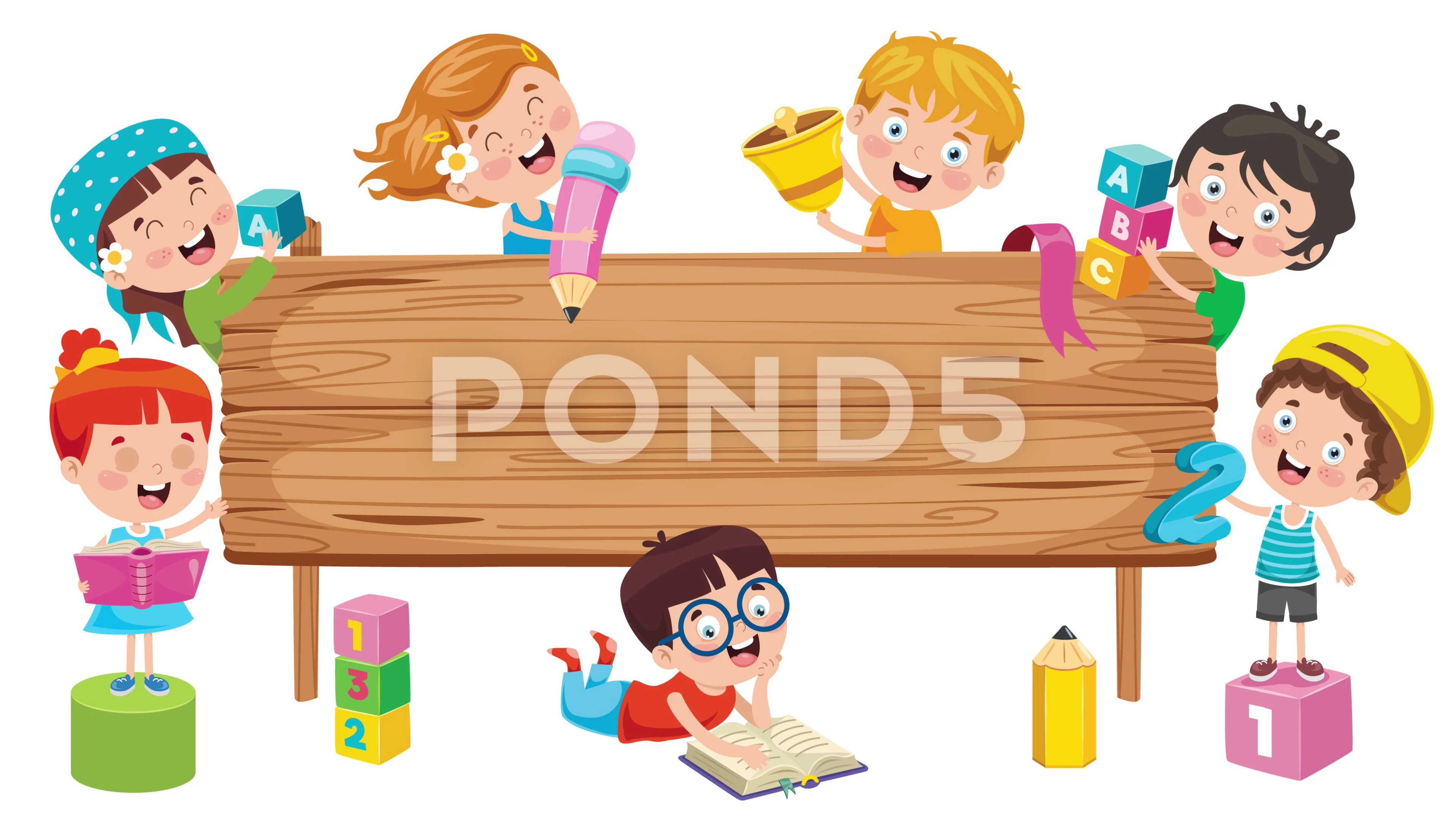 Cartoon School Children Studying | Stock Video | Pond5