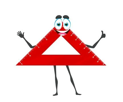 Cartoon school plastic triangle ruler character 스톡 일러스트