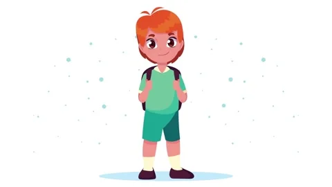 Cartoon schoolboy character standing with backpack animation in 2d flat sty.. Vídeos de archivo 339073570