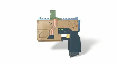 Cartoon sci fi stylized gun 3d-illustration 3d-rendering Иллюстрация
