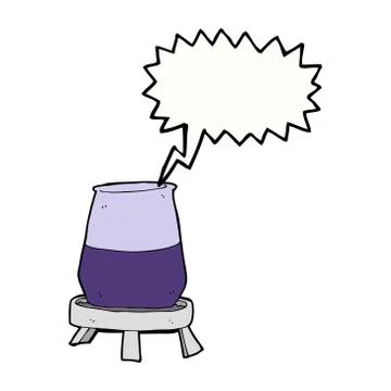 Cartoon science experiment with speech bubble Stock Illustration