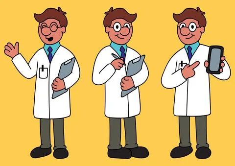 Cartoon Scientist Set Stockillustratie