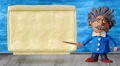 Cartoon Scientist speak at the board. Loop. HD Footage