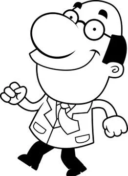 Cartoon Scientist Walking Stock Illustration