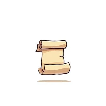 Cartoon scroll illustration on a white background depicting a medieval or f.. Stock Illustration