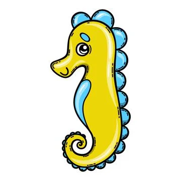 Cartoon sea horse isolated vector illustration Stock Illustration