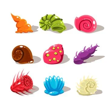Cartoon Sea Shells. Vector Illustration Set Stock Illustration