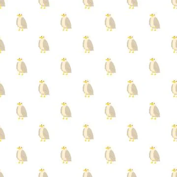 Cartoon seagulls seamless repeating pattern on white background Stock Illustration