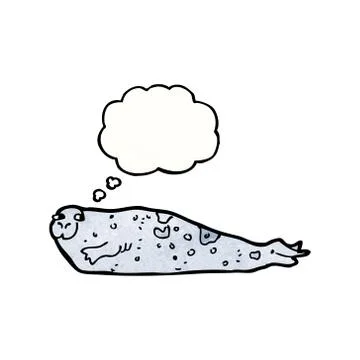 Cartoon seal with thought bubble Illustrazione stock