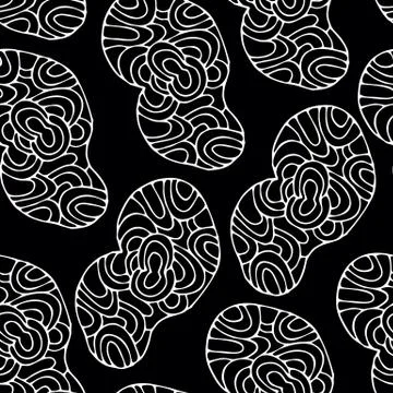 Cartoon Seamless cloud pattern. decorative  background, primitive drawing Stock Illustration