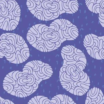 Cartoon Seamless cloud pattern. decorative  background, primitive drawing Stock Illustration