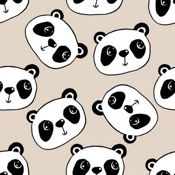 Cartoon seamless panda bear pattern. Use for print design, surface design Stockillustratie