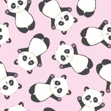 Cartoon Seamless Panda Pattern Stock Illustration