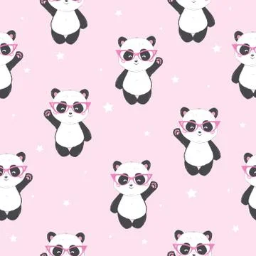 Cartoon Seamless Panda Pattern Stock Illustration