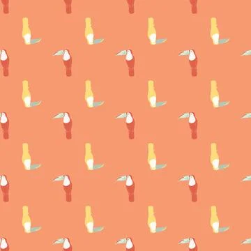 Cartoon seamless pattern in cartoon style with simple toucan birs shapes. Pin Illustrazione stock
