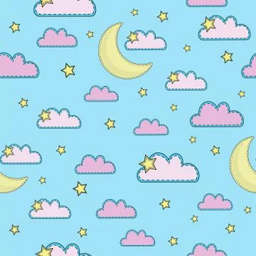 Cartoon Seamless Pattern Color Vector Illustration SKY Stock Illustration