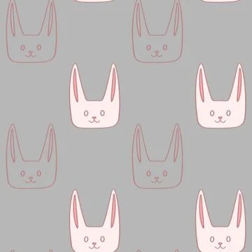 Cartoon seamless pattern with cute bunnies Stock Illustration