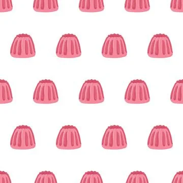 Cartoon seamless pattern for fabric design with pink jelly. Stock Illustration