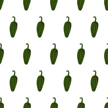 Cartoon seamless pattern for fabric design with green jalapeno. Stock Illustration