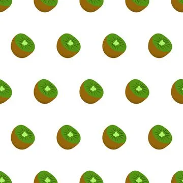 Cartoon seamless pattern for fabric design with kiwi fruit, half sliced. Stock Illustration