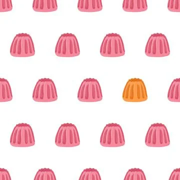 Cartoon seamless pattern for fabric design with pink jelly. Eye catching element Stock Illustration