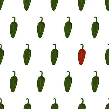 Cartoon seamless pattern for fabric design with green jalapeno. Eye catching Stock Illustration