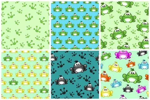 Cartoon seamless pattern from Frogs. Different Colored toads Stock Illustration