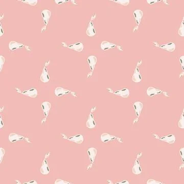 Cartoon seamless pattern with organic white pear elements on light pink backg Illustrazione stock