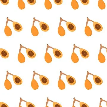 Cartoon seamless pattern for paper design with orange fruit loquat. Stock Illustration