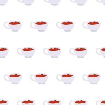 Cartoon seamless pattern for paper design with sauceboat with ketchup. Stock Illustration