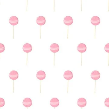 Cartoon seamless pattern for paper design with pink lollipop candy. Illustrazione stock