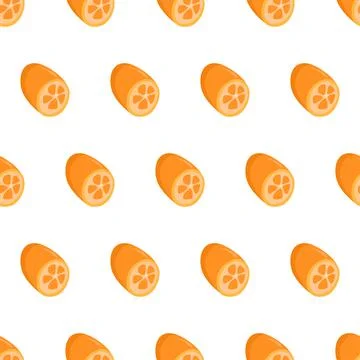 Cartoon seamless pattern for paper design with sliced kumquat, orange citrus Stock Illustration