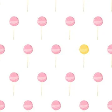 Cartoon seamless pattern for paper design with pink lollipop candy. Eye catching Stock Illustration