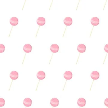 Cartoon seamless pattern for paper design with pink lollipop candy. Illustrazione stock