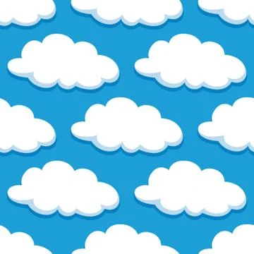 Cartoon seamless pattern with white clouds イラスト素材