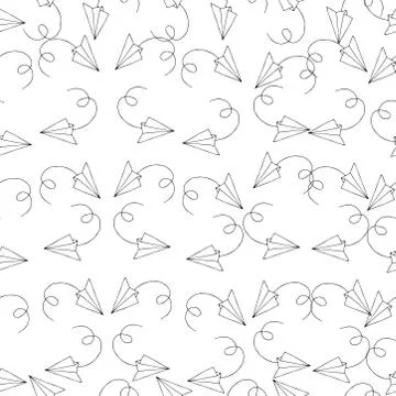Cartoon seamless repeat pattern with paper plane Stock Illustration