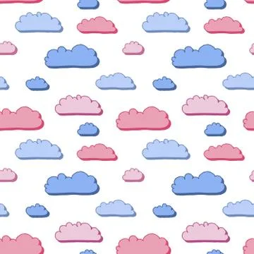Cartoon seamless vector clouds texture. Seamless fluffy clouds textile design Stock Illustration