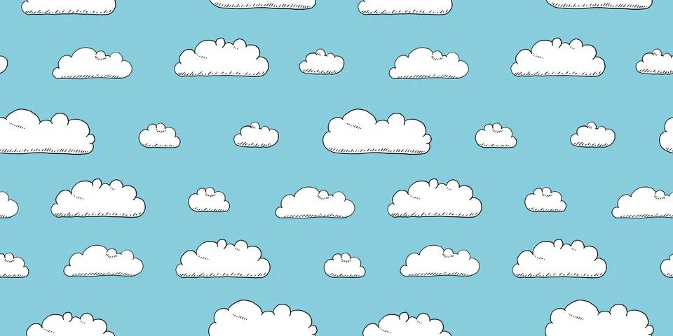 Cartoon seamless vector clouds texture. Seamless fluffy clouds textile design Stock Illustration